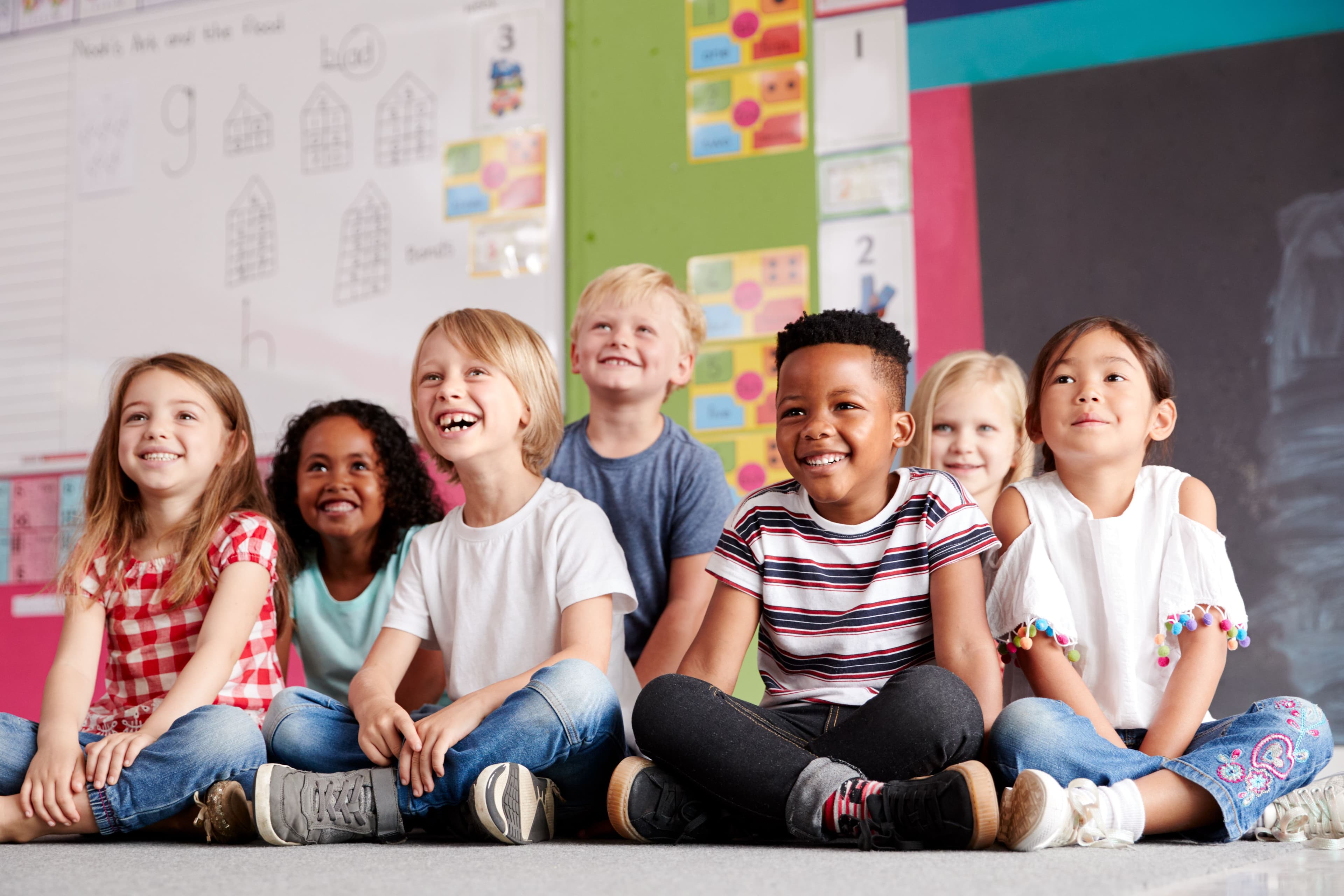 Children sitting in a classroom